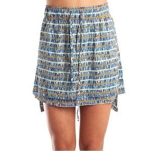 Suno Blue Geometric Silk Apron Mini Skirt Sz. S